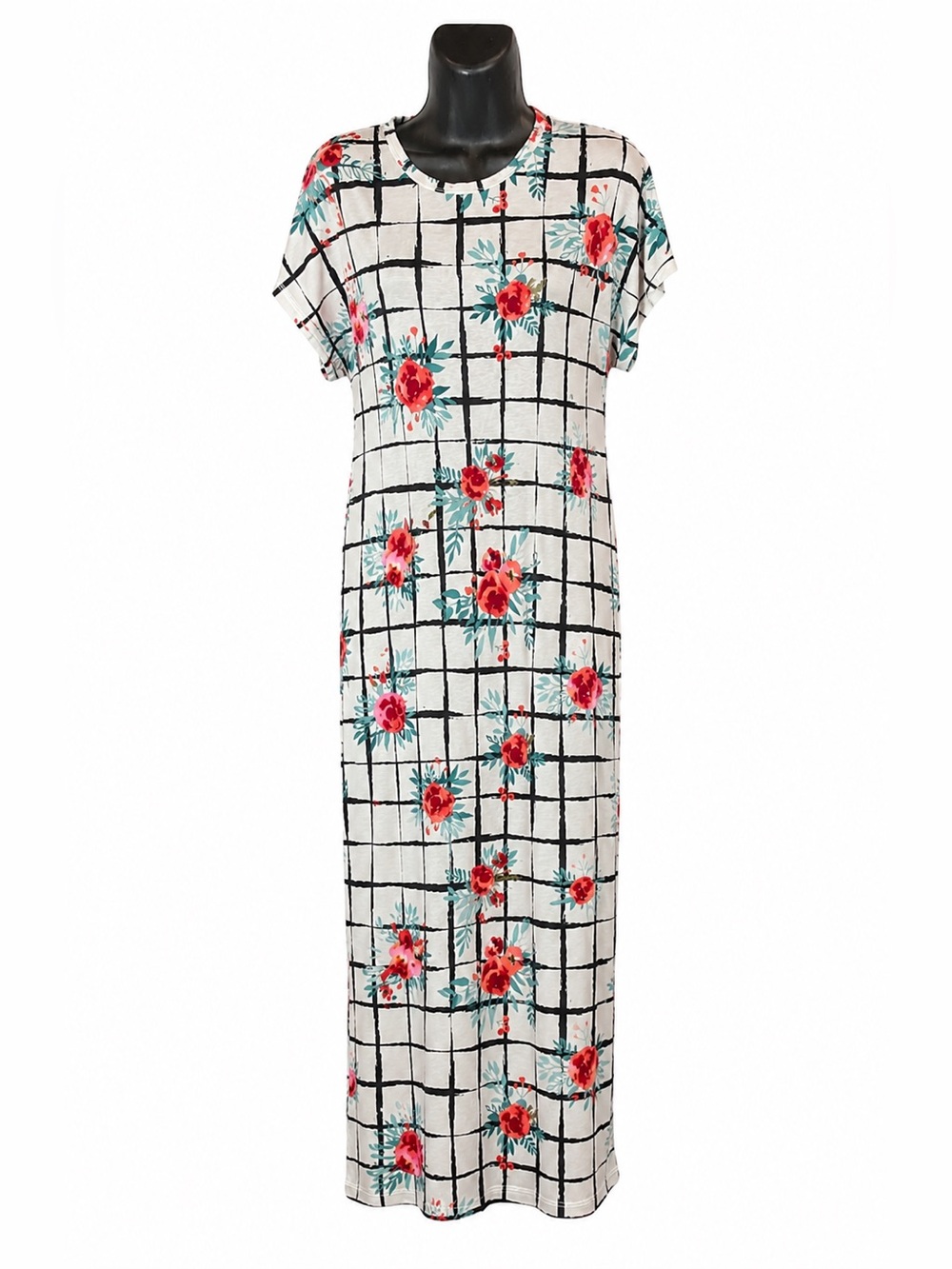 LuLaRoe Grid Floral Long Print Maxi Dress Women's Size XS - NWT
